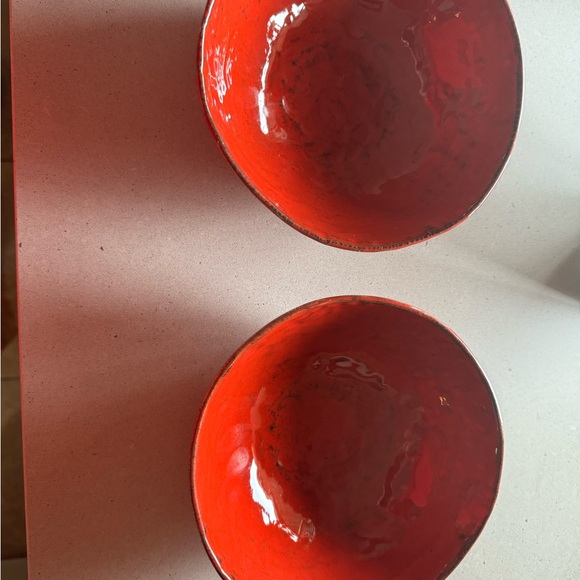 Set of noemi ceramiche: Red dimpled Individual pasta bowls, salad or soup - Picture 4 of 5